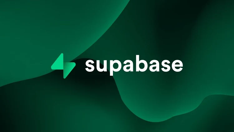 짙은 초록 물결 배경 위에 Supabase 로고와 글자가 놓인 이미지